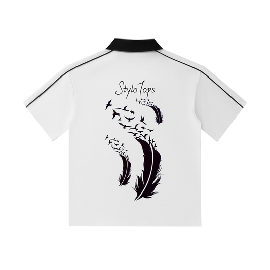 Contrast Collar Short-Sleeve Polo Shirt
